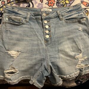 Judy Blue Light Blue Distressed High-Rise Denim Shorts
